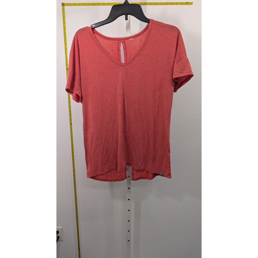 Brooks‎ Womens Distance Short Sleeve V-Neck Split Back Running Shirt Red Heather